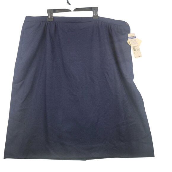 1997 Deadstock Pendleton Plus Petite 100% Wool Skirt 22W Navy Blue Lined USA - Picture 1 of 7
